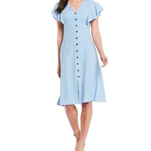 Calvin Klein Flutter Sleeve Button Front A-Line Dress size 14